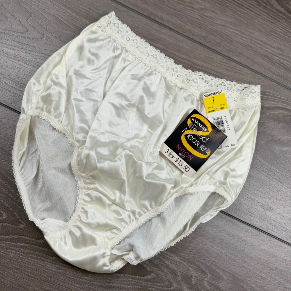 Warners Women Brief Perfect Measure Nylon Lace Trim White 55196 Size 7